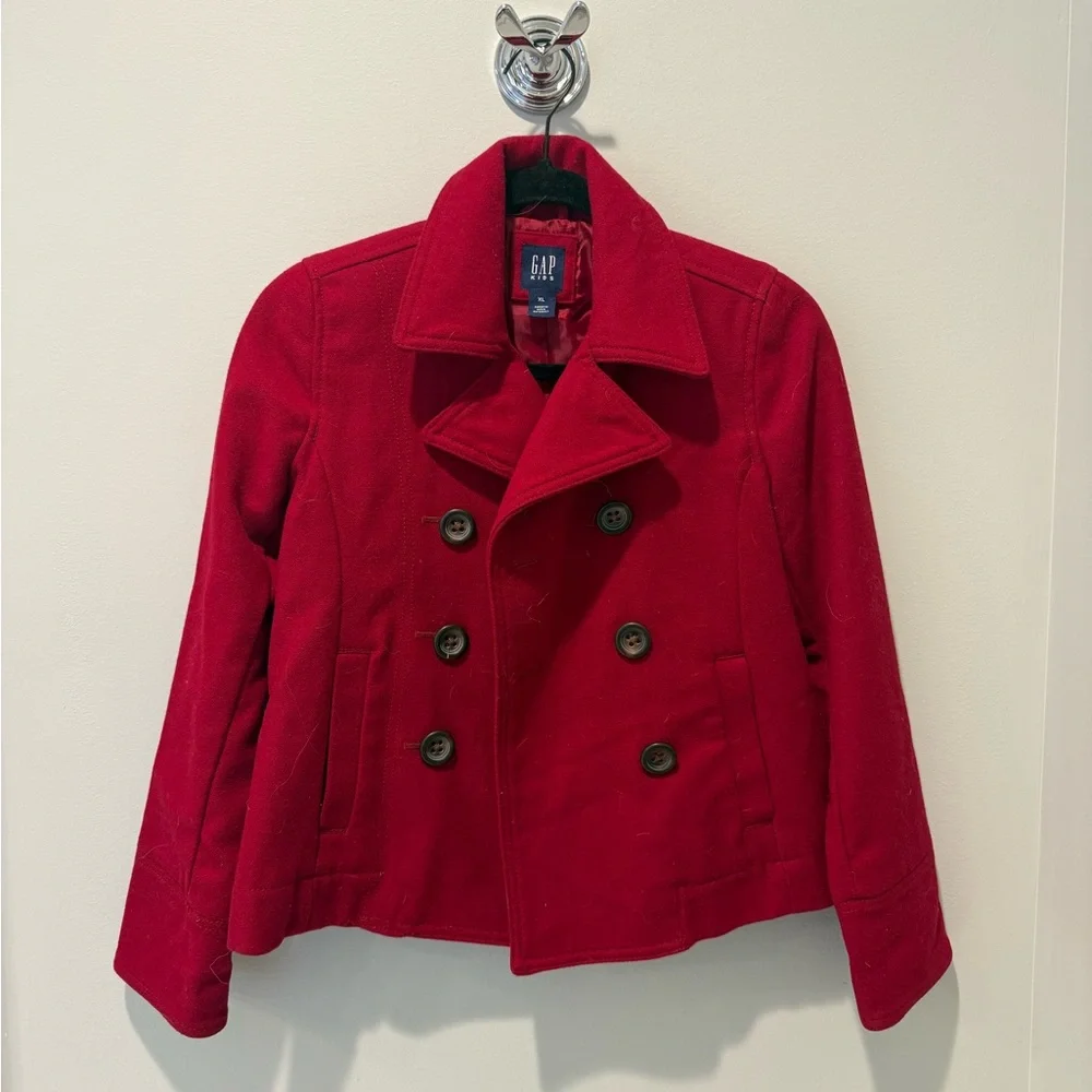 GAP Kids Scarlet Double-Breasted Wool Peacoat